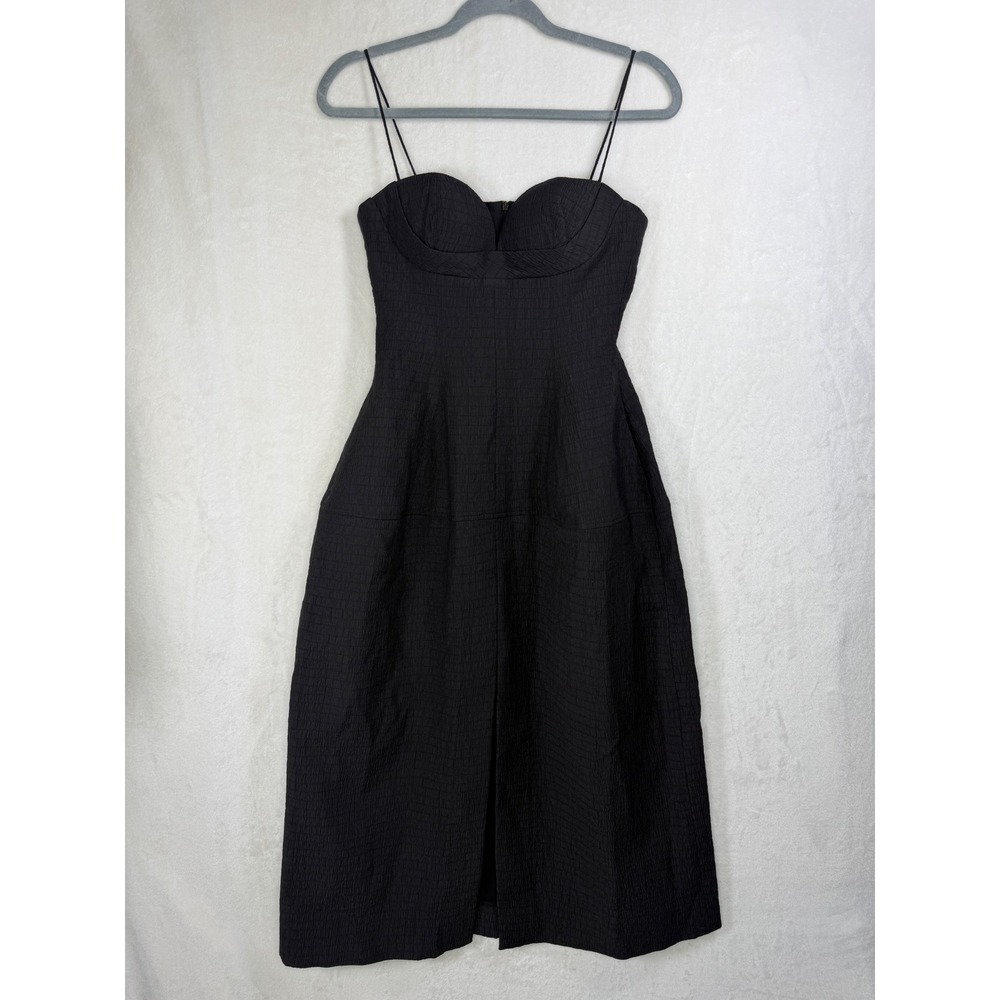NWT L'Espoir Black Bustier Midi Dress Textured‎ Sweetheart Neckline Small NWT